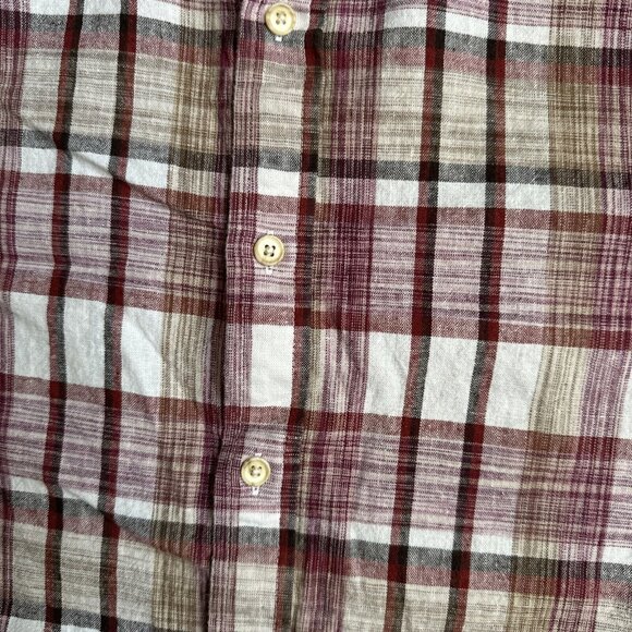 2/$18 SALE! Tasso Elba ISLAND Mens Shirt XXL Red Plaid Linen Blend Short Sleeve - Picture 5 of 11